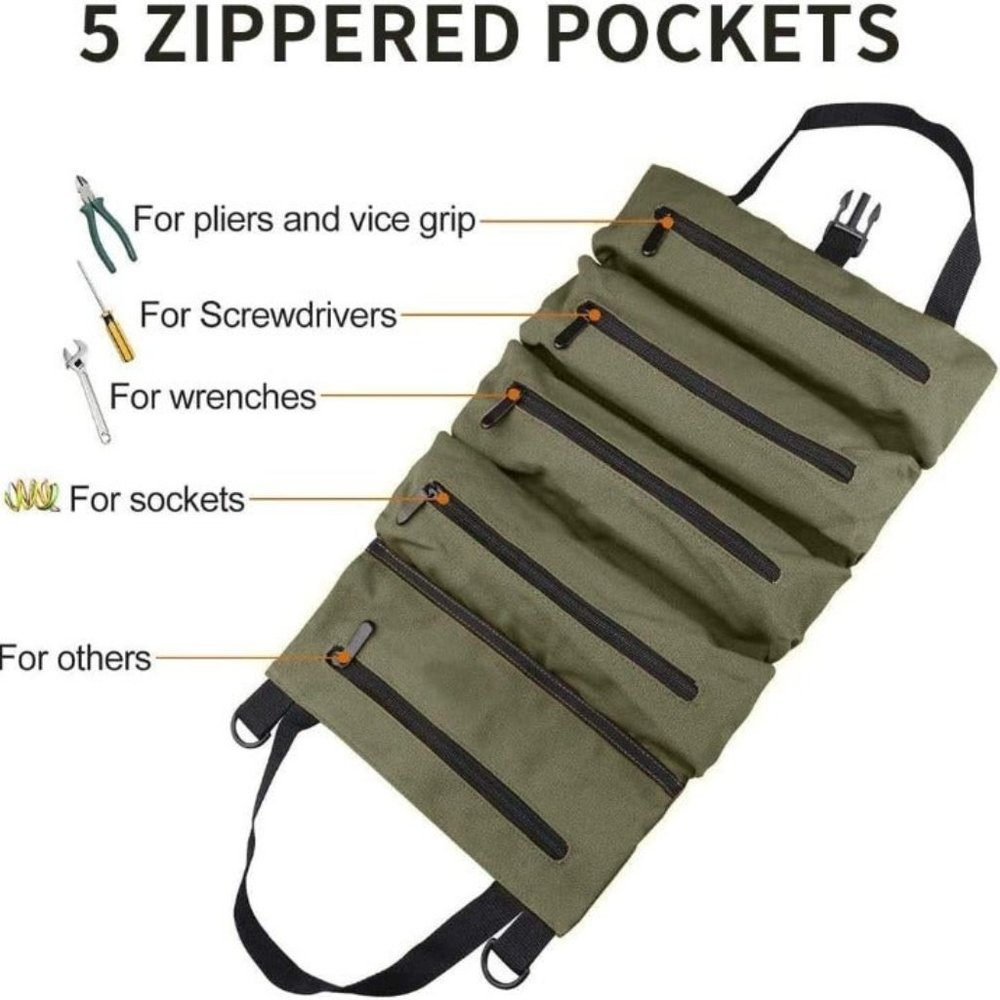 Super Roll Tool Roll, Multi-Purpose Roll Up Tool Bag, Wrench Roll, 19x11 Inches - Picture 7 of 7